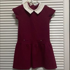 Wine colored dress with white collar